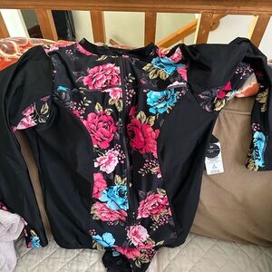 Torrid Black Floral Swimsuit